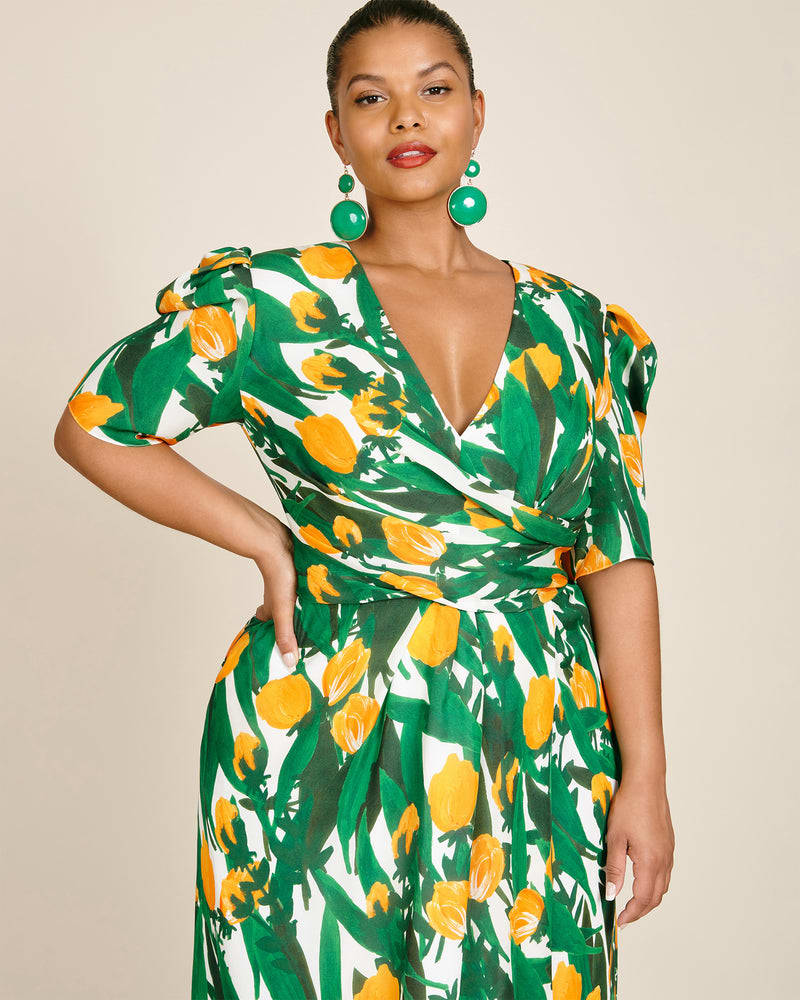 Puff sleeve top v neck dress
